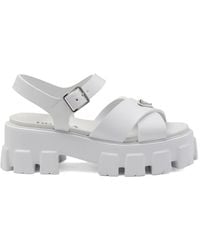 Prada - Sandalen Mit Triangel-Logo - Lyst