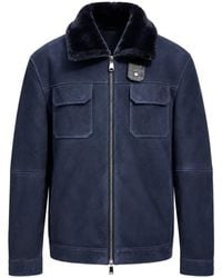 Poche Paris - Veste En Daim À Col Lainé - Lyst