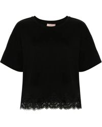 Twinset - Lace-Trim T-Shirt - Lyst