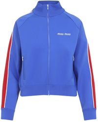 Miu Miu - Logo-Detail Zip-Up Sweatshirt - Lyst