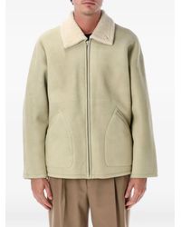 AURALEE - Veste En Cuir À Col Lainé - Lyst