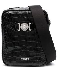 Versace - Medusa Biggie Crocodile-embossed Crossbody Bag - Lyst
