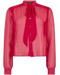Roberto Cavalli - Blouse Transparente À Col Lavallière - Lyst