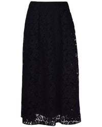Elie Saab - Floral-Embroidered Midi Skirt - Lyst