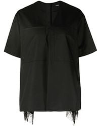 Goen.J - Lace-Trimmed Short-Sleeve Blouse - Lyst