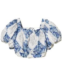 Twinset - Cropped Ramie Blouse With Floral Print - Lyst