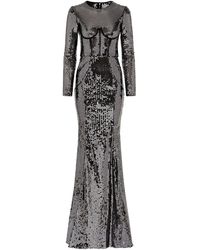 Dolce & Gabbana - Corset-Detail Sequinned Gown - Lyst