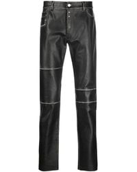 MM6 by Maison Martin Margiela - Panelled Leather Trousers - Lyst