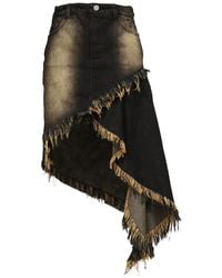 VIVAMUS - Asymmetric Frayed Mini Skirt - Lyst