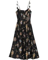 CAMILLA - Floral-Print Crystal-Embellished Midi Dress - Lyst