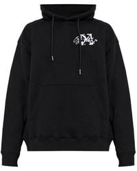 Off-White c/o Virgil Abloh - Logo-Print Drawstring Hoodie - Lyst