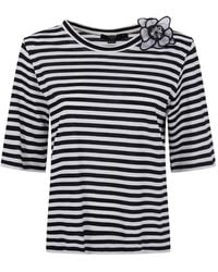 Seventy - Floral-Detail Striped T-Shirt - Lyst