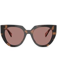 Prada - Tortoiseshell-Effect Cat-Eye Sunglasses - Lyst