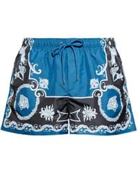 Versace - Ornamental Print Swim Shorts With Drawstring Waist - Lyst