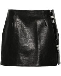 Gcds - Logo-Plaque Leather Mini Skirt - Lyst