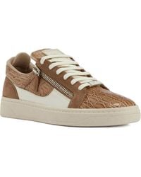 Giuseppe Zanotti - Crocodile-Effect Zip Low-Top Sneakers - Lyst