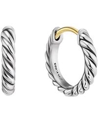 David Yurman - Sterling Sculpted Cable Micro Huggie Hoop Earrings (10.7Mm) - Lyst