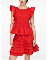 Ganni - Smocked Ruffled Top - Lyst