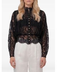 Self-Portrait - Lace High Neck Blouse - Lyst