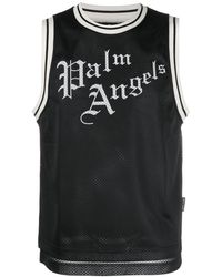 Palm Angels Logo Print Basketball Jersey - Black