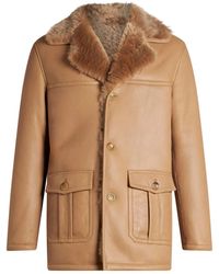 Etro - Shearling Leather Coat - Lyst