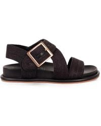 Palomitas By Paloma Barcelo' - Catalina Buckle-Fastening Raffia-Effect Sandals - Lyst