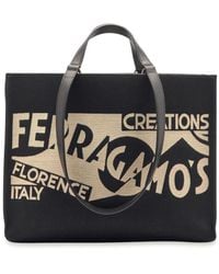 Ferragamo - Femmes Sac Cabas Avec Logo (L) Noir - Lyst