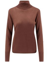 Aspesi - Roll-Neck Long-Sleeve Fine-Knit Top - Lyst