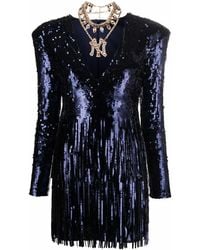Philipp Plein - Sequin-Embellished V-Neck Mini Dress - Lyst