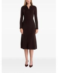 GANT - Ribbed-Knit Long-Sleeve Midi Dress - Lyst