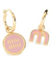 Miu Miu - Logo-Pendant Hoop Set Of Three Earrings - Lyst