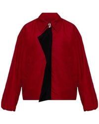 Loewe - Draped-Detail Embroidered-Logo Zip-Up Jacket - Lyst