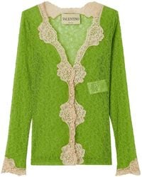 Valentino Garavani - Lace-Trim Button-Up Cardigan - Lyst