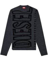 DIESEL - Pull en laine avec Super Logo effet peel-off - Lyst