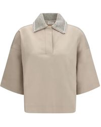 Brunello Cucinelli - Ribbed-Collar Boxy Polo Shirt - Lyst