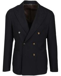 Al Duca d'Aosta - Herringbone-Pattern Double-Breasted Blazer - Lyst