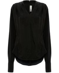 Victoria Beckham - V-Neck Long-Sleeve Top - Lyst
