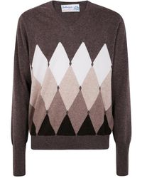 Ballantyne - Diamond-pattern cashmere sweater - Lyst