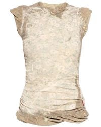 DIESEL - Floral-Print Ruffled Top - Lyst