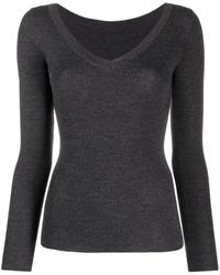 P.A.R.O.S.H. - V-neck Ribbed Knitted Top - Lyst