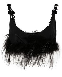Pinko - Feather-detailed Cropped Top - Lyst