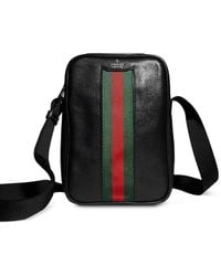 Gucci - Mini Web-Detail Leather Messenger Bag - Lyst