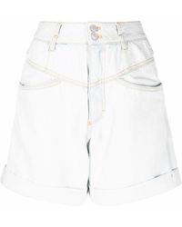 KENZO - Light Blue High-waisted Denim Shorts - Lyst