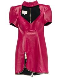MITILIANE COUTURE - Puff-Sleeve Leather Mini Dress - Lyst