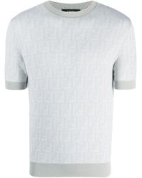 Fendi - Shadow-intarsia Knit T-shirt - Lyst
