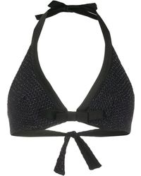 Fisico Mesh Overlay Bikini Top - Black
