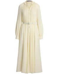 Ralph Lauren - Pleated Button-Up Midi Dress - Lyst