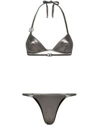 Dolce & Gabbana Bikini à plaque logo - Métallisé