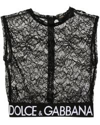 Dolce & Gabbana - Cropped Top Met Logo Jacquard - Lyst