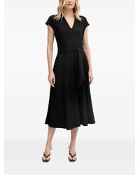 Joseph Ribkoff - Belted Crinkled-Finish Midi Dress - Lyst